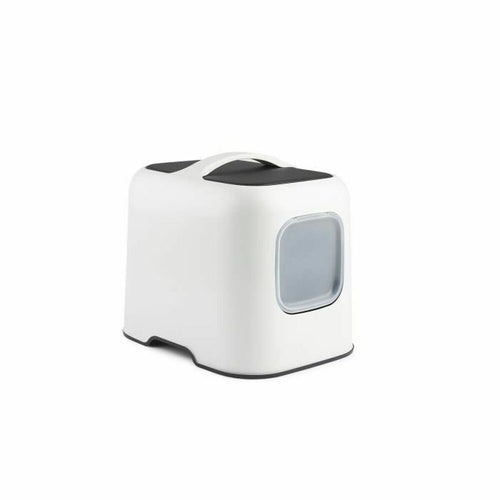 White covered cat litter box